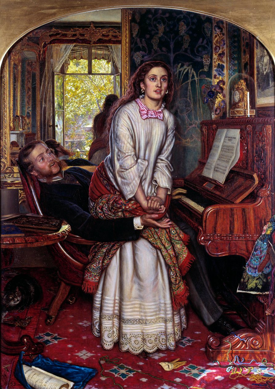 Az ébredő tudat Egy bűnben lévő fiatal nő hirtelen felugrik, lelki kinyilatkoztatástól gyötörve, szeretője karjai közül próbál kiszabadulni. William Holman Hunt (1827-1910) festménye alkotó: William Holman Hunt