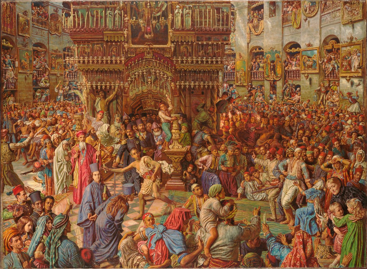 A szent tűz csodája, a Szent Sír-templom alkotó: William Holman Hunt