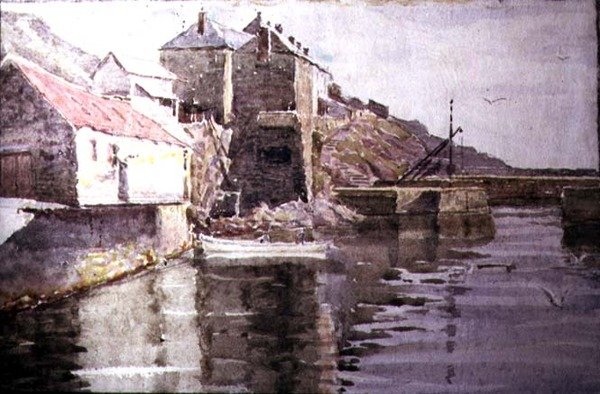 Kikötő bejárata, Polperro (akvarell, papír) alkotó: William Holt Yates Titcomb