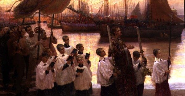 A cornwalli templom: Rogation Day Procession alkotó: William Holt Yates Titcomb