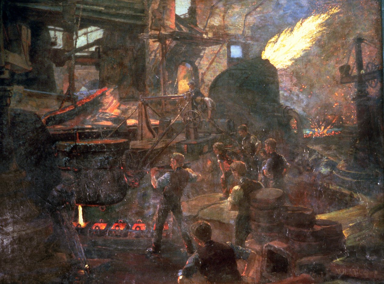 "The Wealth of England: the Bessemer Process of Making Steel" (Anglia gazdagsága: az acélgyártás Bessemer-folyamata), 1895 alkotó: William Holt Yates Titcomb