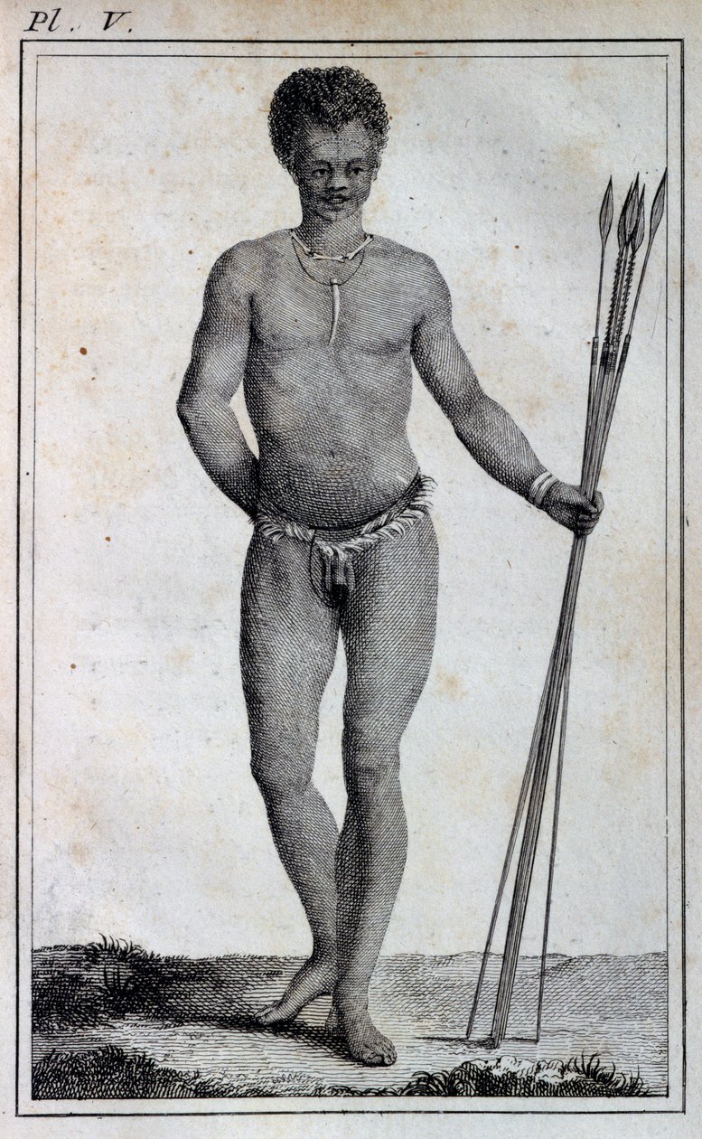 Khoikhoi férfi (Hottentot), a Le Vaillant utazásaiból Afrika belső részeibe a Jóreménység-fokon keresztül, 1783-ban alkotó: William Home Lizars