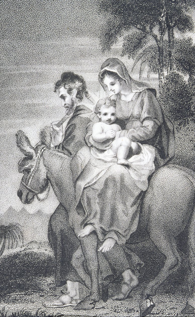 A menekülés Egyiptomba, „Boldog Urunk és Megváltónk, Jézus Krisztus története és élete”, J. Milner tiszteletes, kiadó: B. Crosby, 1808 alkotó: William Hopwood
