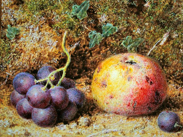Alma és szőlő (akvarell, testfestékkel, papír) alkotó: William Hough