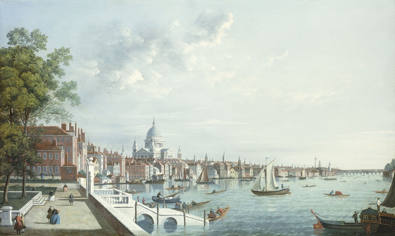 A Temze a Somerset House-ból, lefelé nézve alkotó: William James