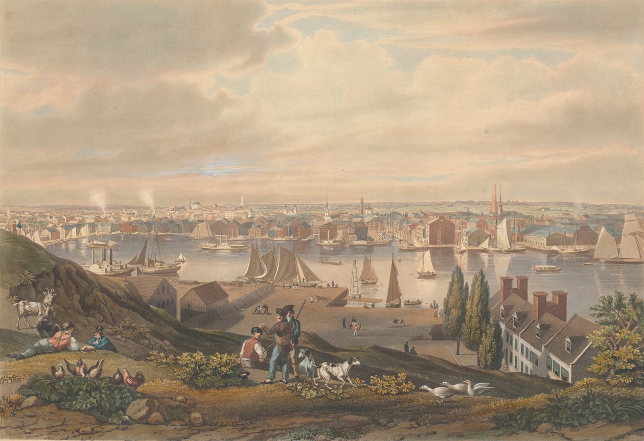Baltimore a Federal Hillről, 1831-ben jelent meg. alkotó: William James Bennett