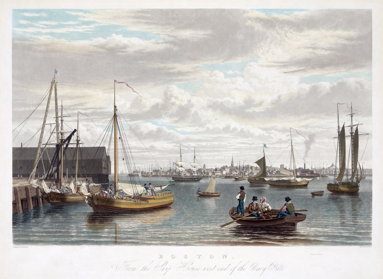 Boston, a Hajóházból, a Navy Yard nyugati vége, 1833 körül alkotó: William James Bennett