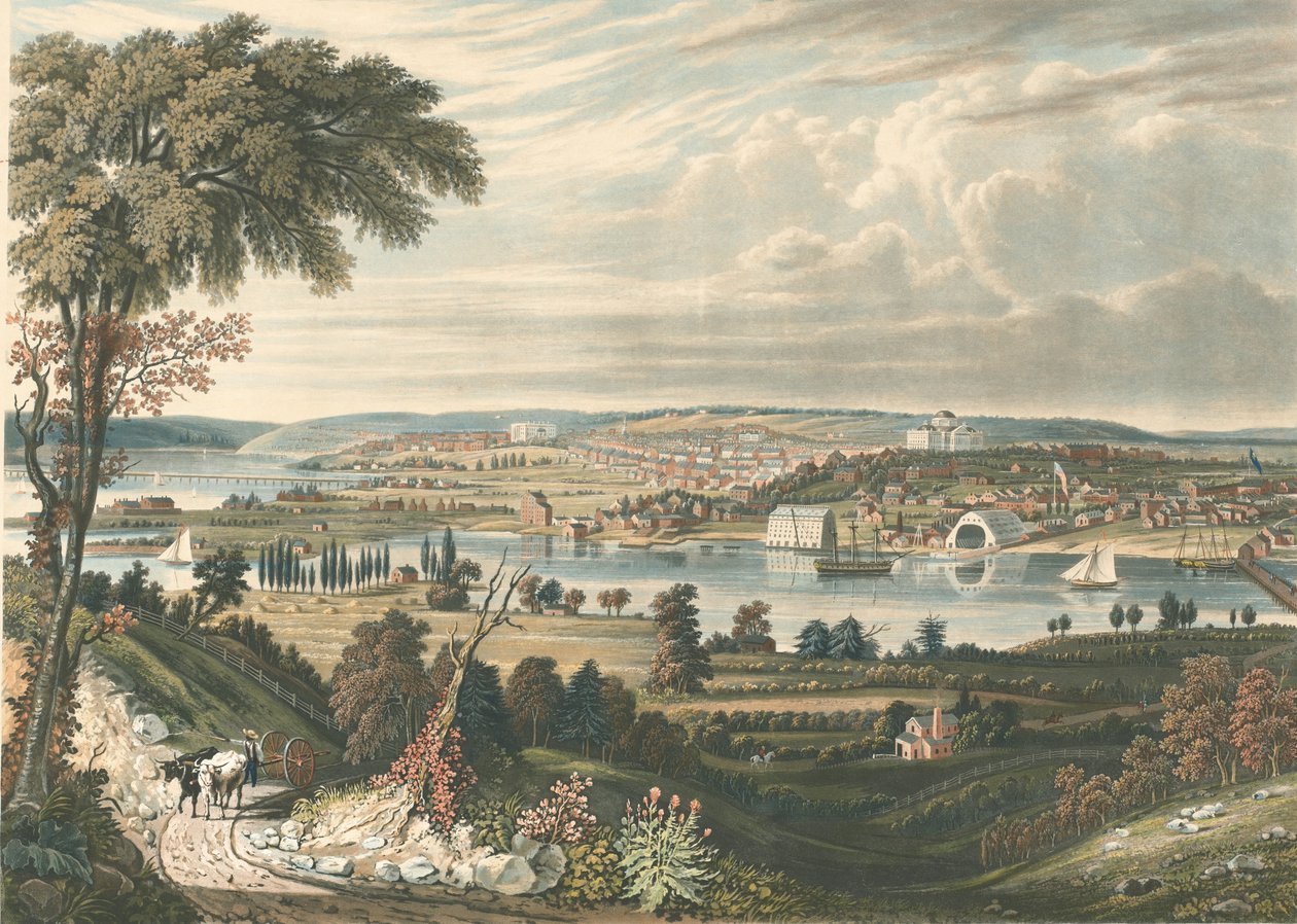 Washington városa: A haditengerészeten túlról, 1834-ben megjelent. alkotó: William James Bennett