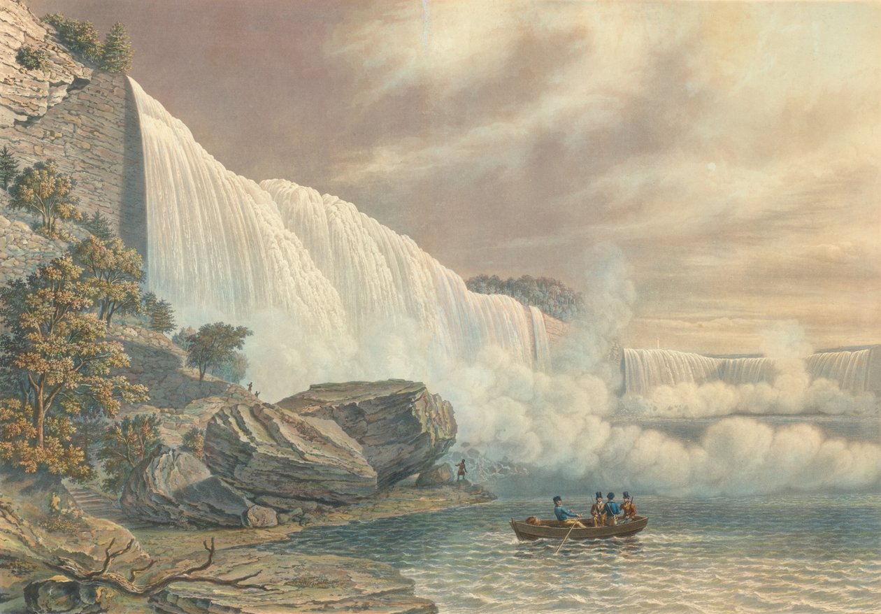 A Niagara-vízesés az amerikai oldalról, 1840. alkotó: William James Bennett