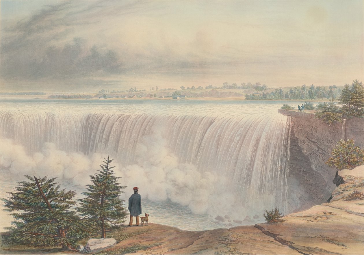 A Niagara-vízesés az asztali szikláról 1840-ben jelent meg. alkotó: William James Bennett