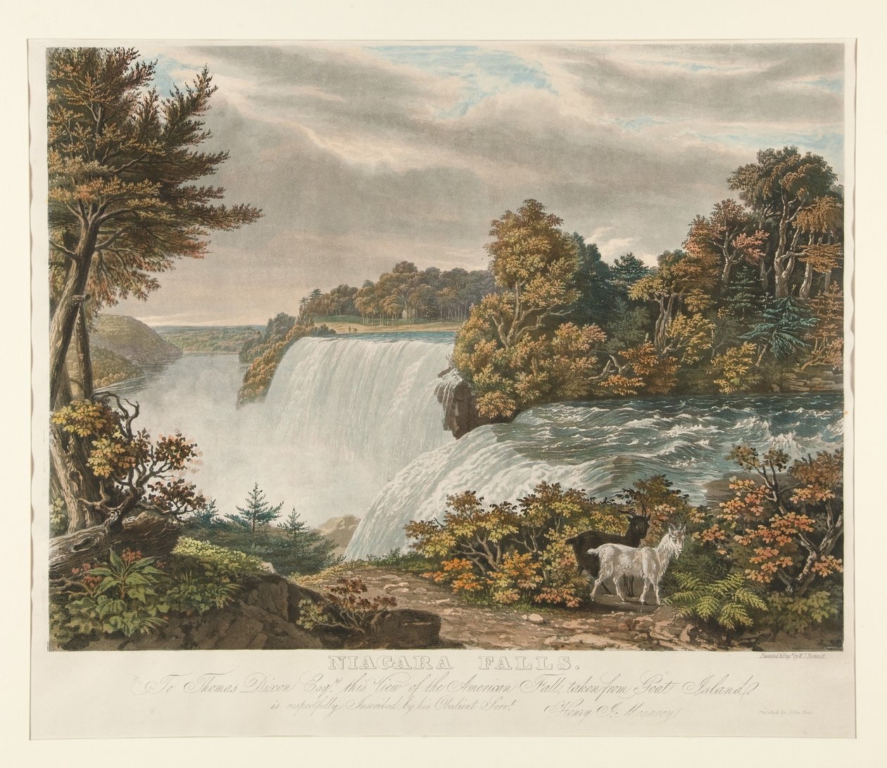 Niagara-vízesés. Thomas Dixon Esq. részére tisztelettel ajánlva az American Fall e látképe, amely Goat Islandről készült alkotó: William James Bennett