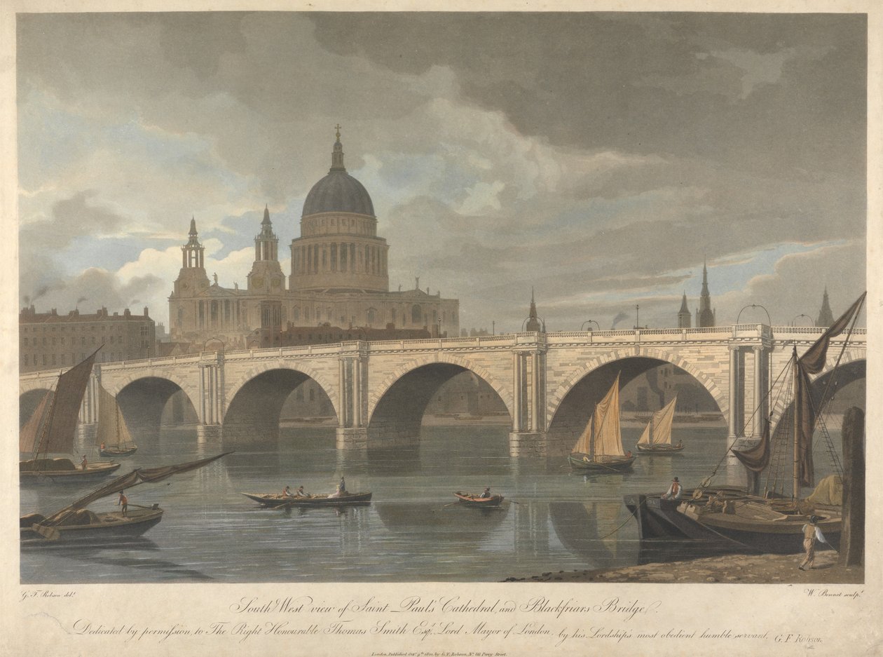 A Szent Pál-székesegyház és a Blackfriars híd délnyugati látképe alkotó: William James Bennett