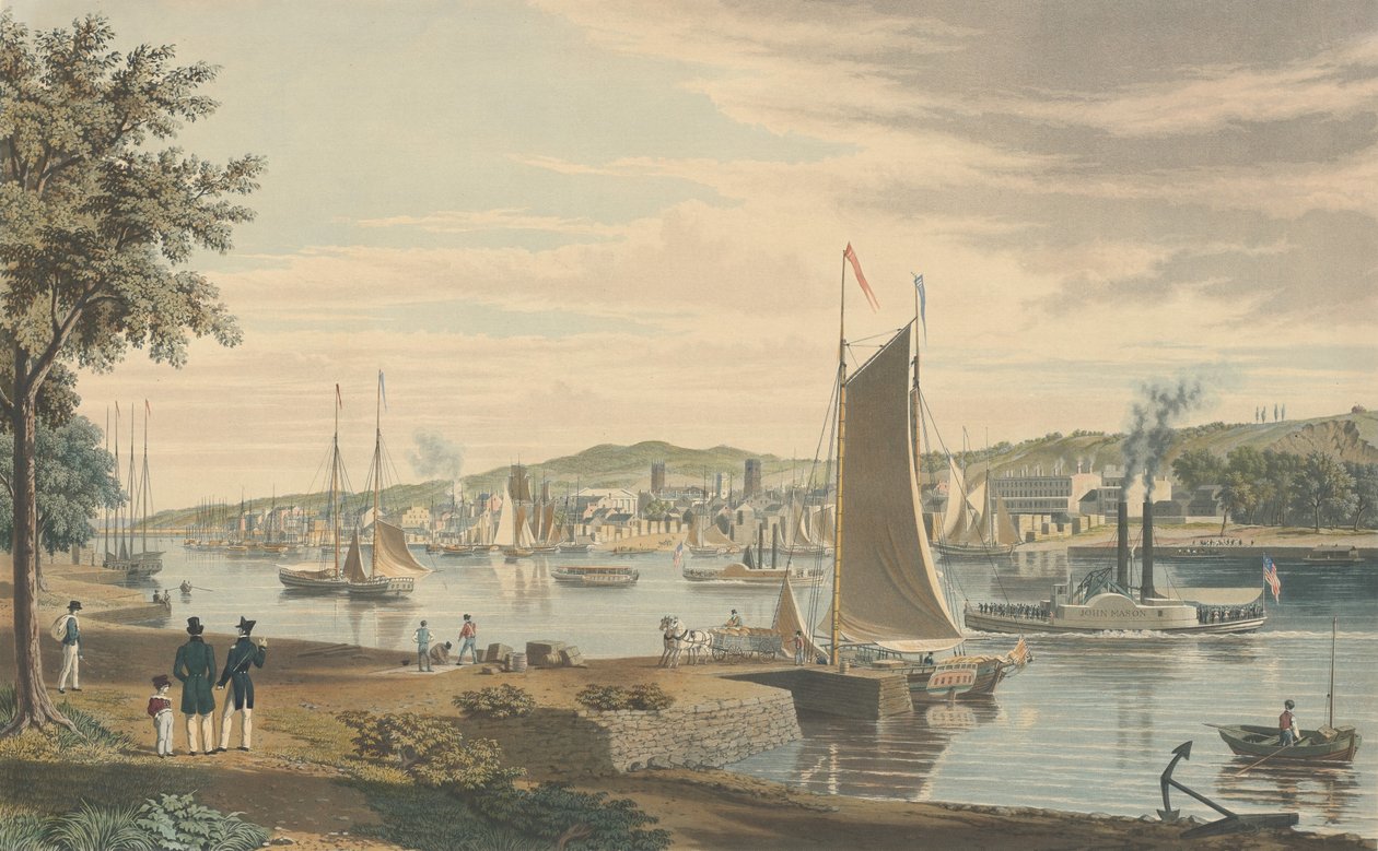 Trója: Hudson nyugati partjáról, az Egyesült Államok Arzenálja előtt, 1838-as kocsma. alkotó: William James Bennett