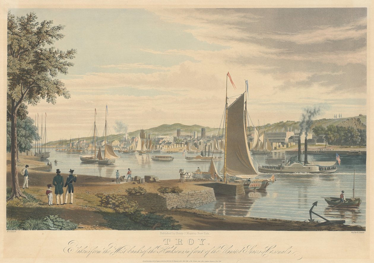 Troy: Ciszjordániából, a Hudson-partról készült, az Egyesült Államok Arzenálja előtt alkotó: William James Bennett