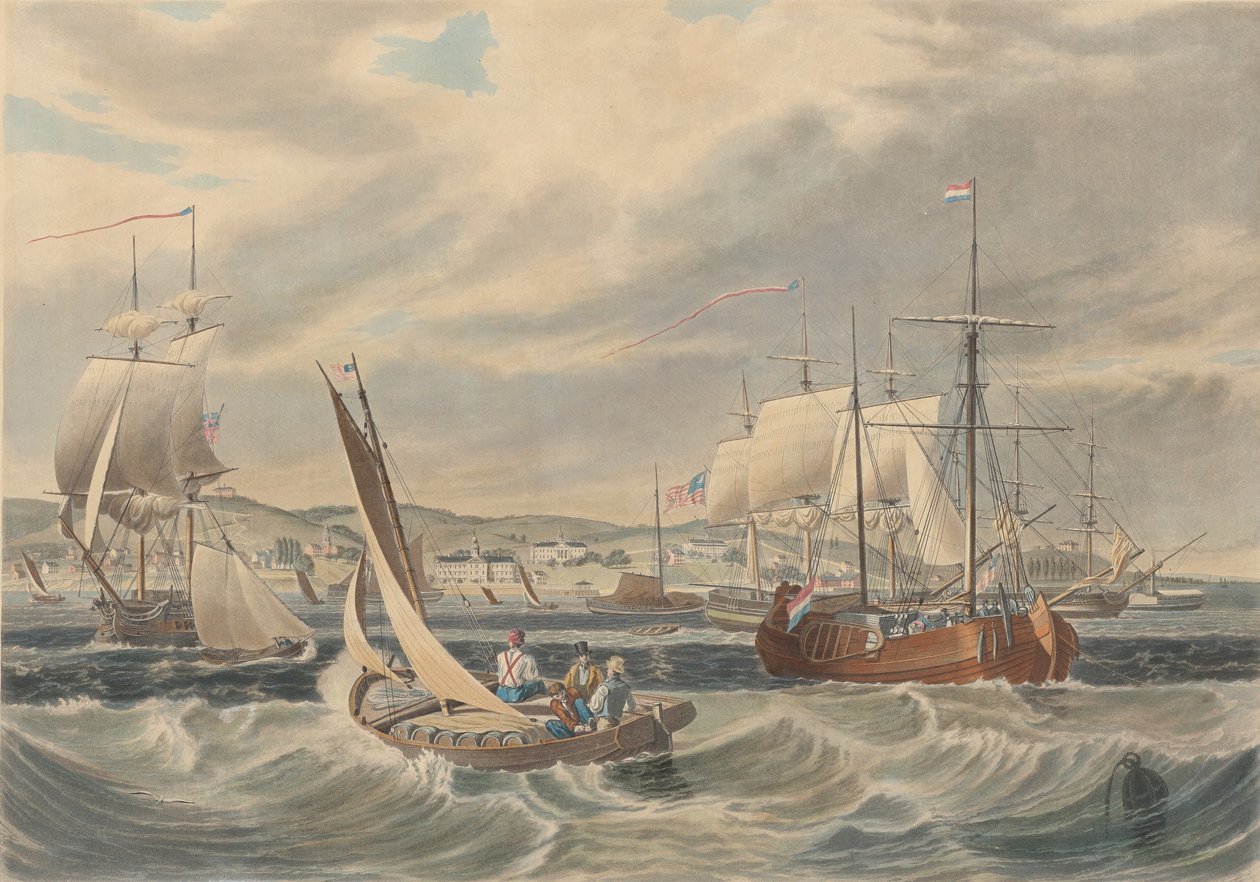 Kilátás a New York-i karanténról, Staten Island, 1833. alkotó: William James Bennett