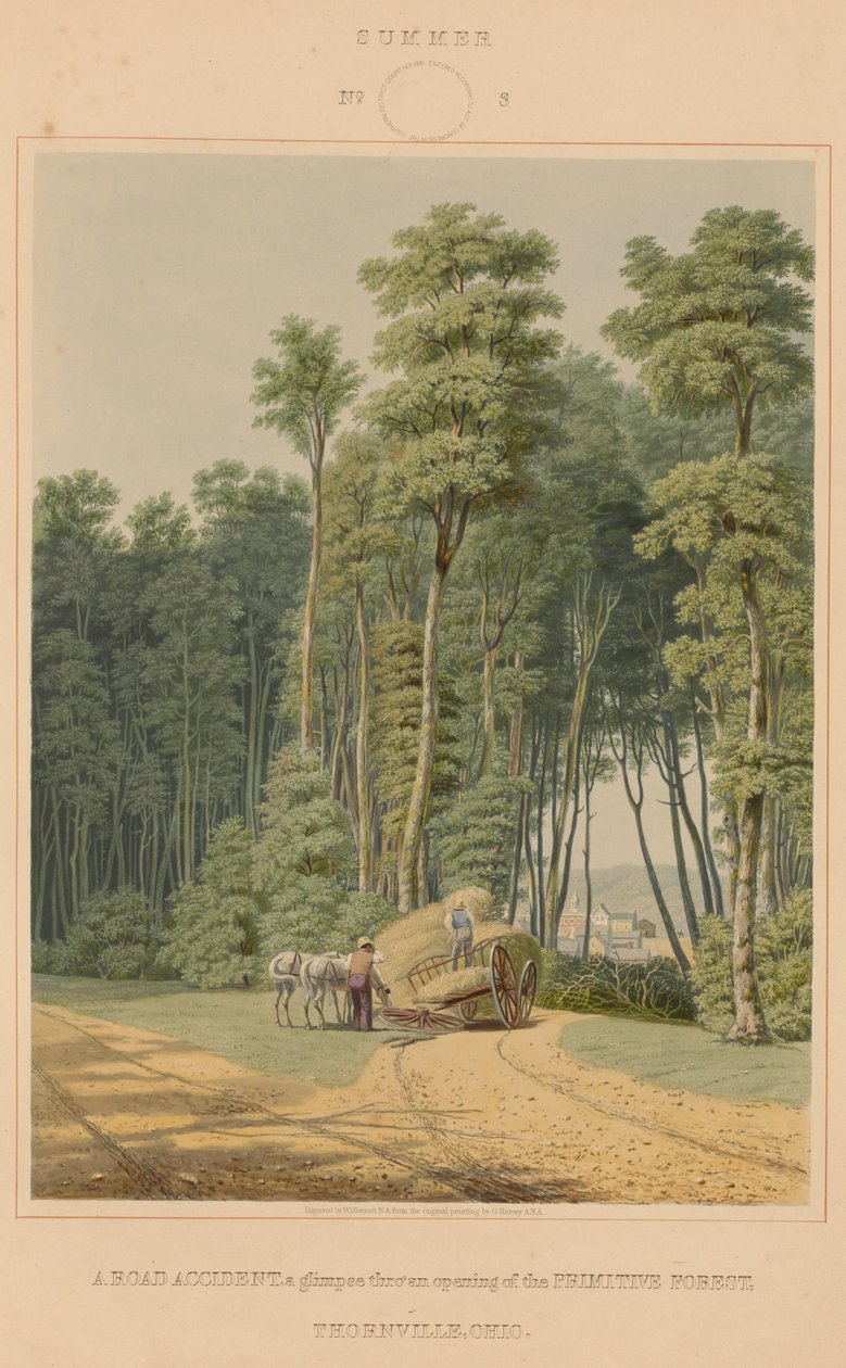 Nyár - Közúti baleset. Egy pillantás az Őserdő megnyitására. Thornville, Ohio alkotó: William James Bennett after George Harvey