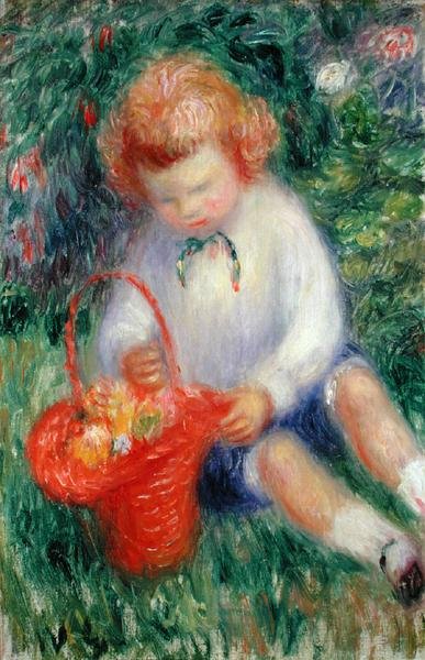 Lenna virágkosárral (olaj, vászon) alkotó: William James Glackens