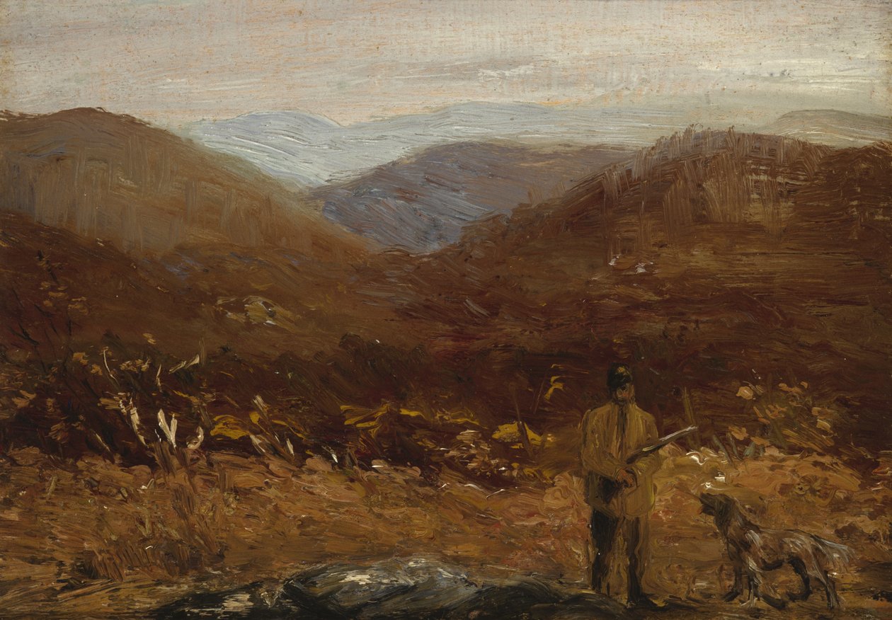 Férfi kutyávalA vadász alkotó: William James Glackens