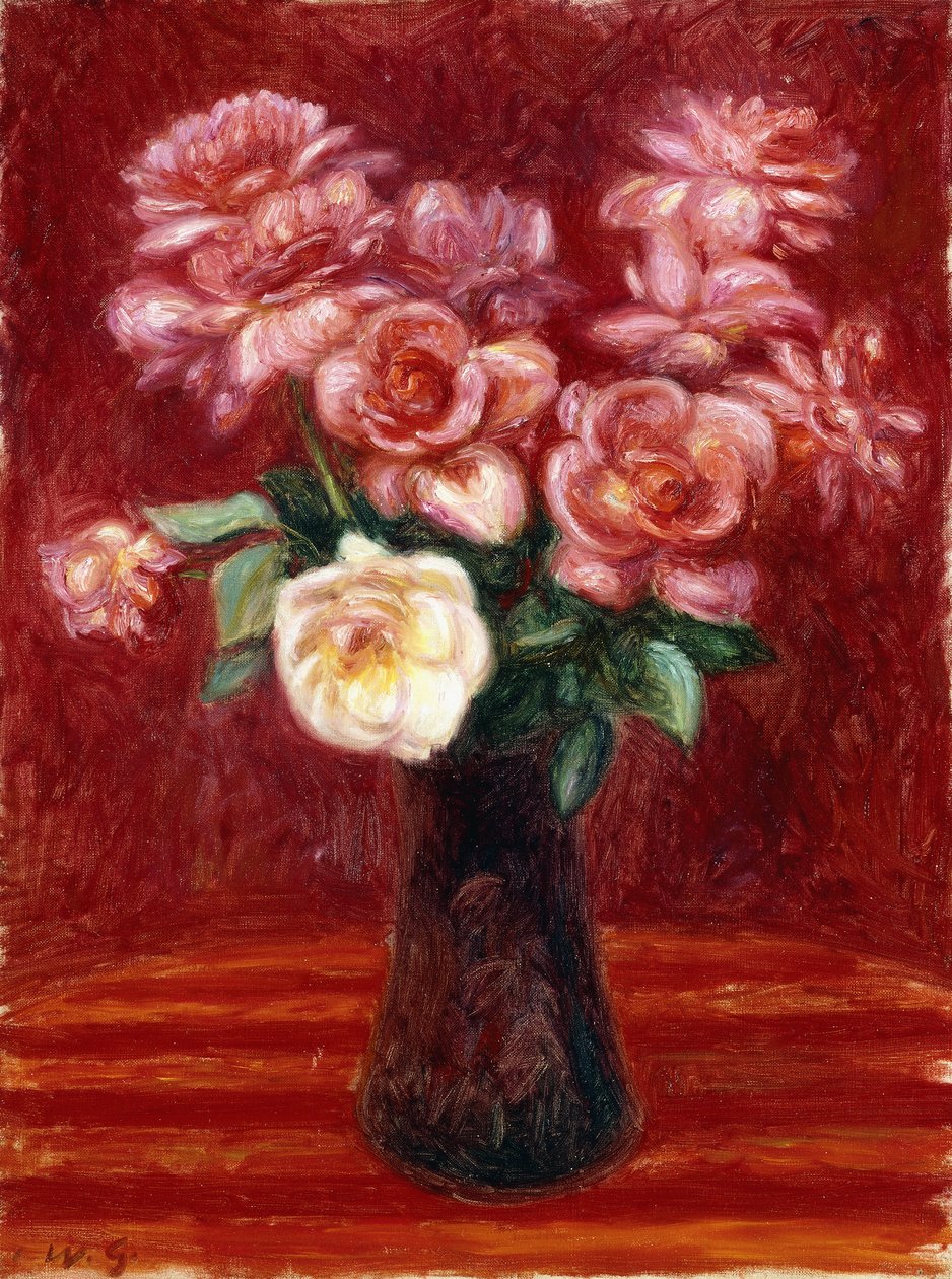 Rózsaszín rózsák alkotó: William James Glackens