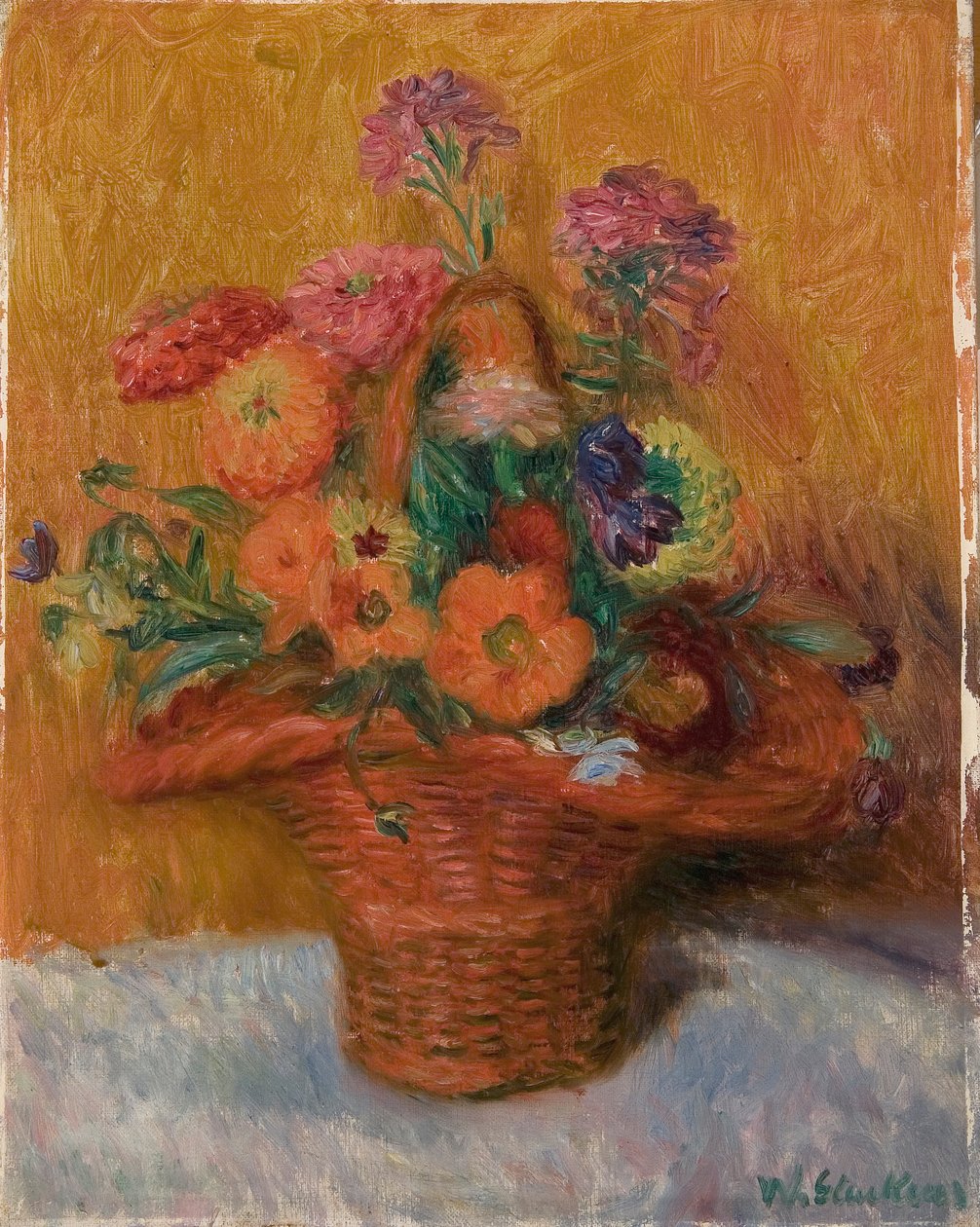 Zinnias piros kosara alkotó: William James Glackens