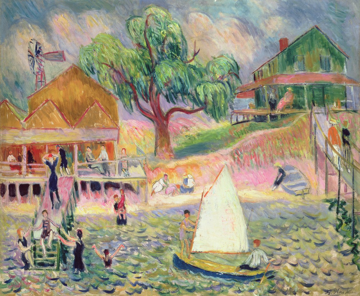 The Green Beach Cottage, Belport, Long Island (olaj) alkotó: William James Glackens