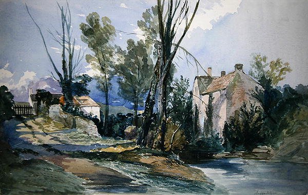 Staffordshire-i malom (akvarell papíron) alkotó: William James Muller
