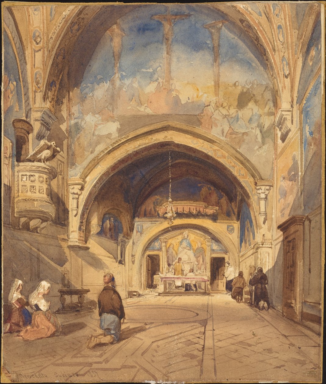 A San Benedetto-templom belseje, Subiaco alkotó: William James Muller