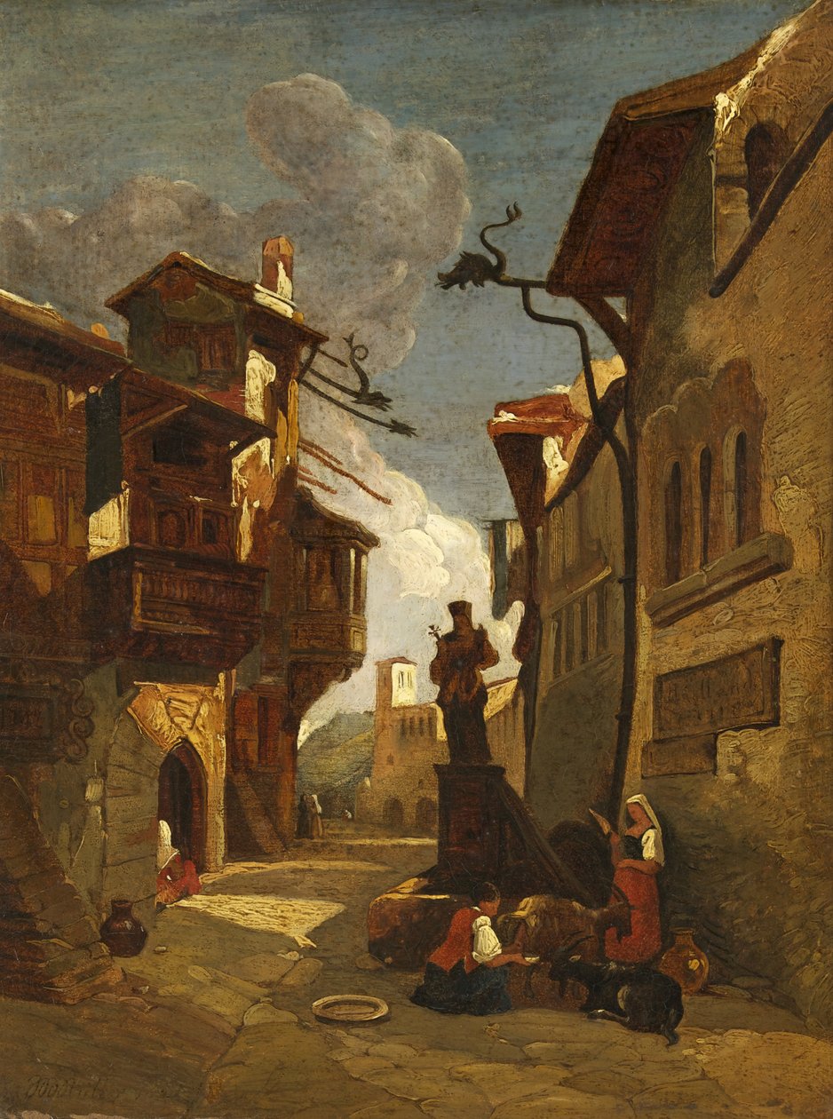 Olasz utcai jelenet alkotó: William James Muller