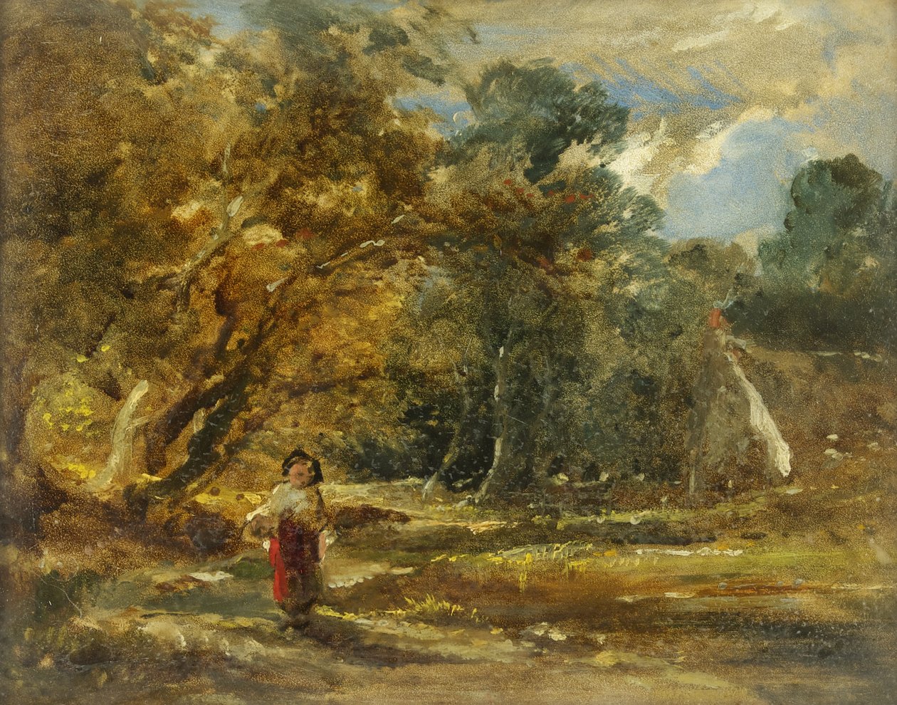 Táj lánnyal (olaj a fedélzeten) alkotó: William James Muller