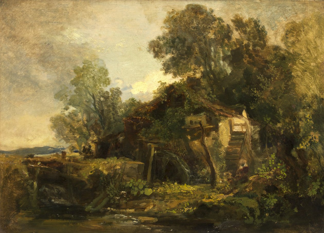 Malom Mellsben, Somerset (olaj a panelen) alkotó: William James Muller