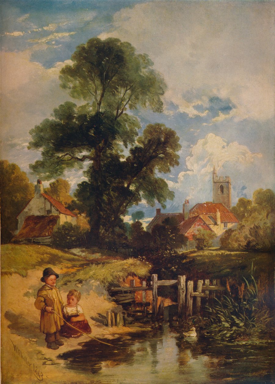 Folyói jelenet gyerekekkel A fiatal horgászok, 1843 alkotó: William James Muller