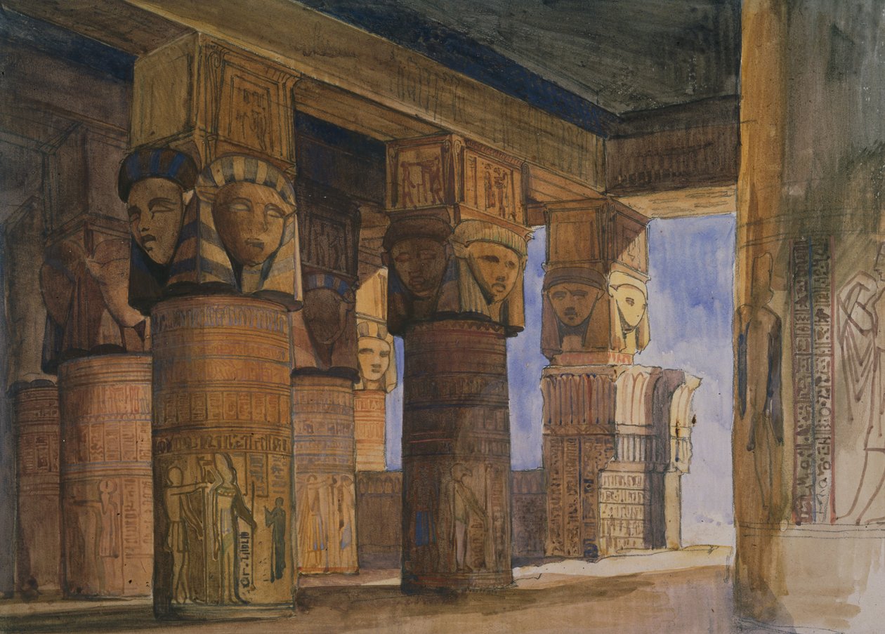 Denderah temploma, Felső-Egyiptom (akvarell papíron) alkotó: William James Muller