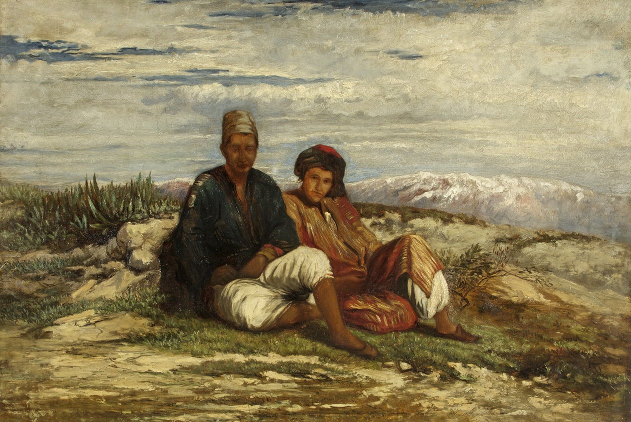Két arab alak ülve (olaj, vászon) alkotó: William James Muller