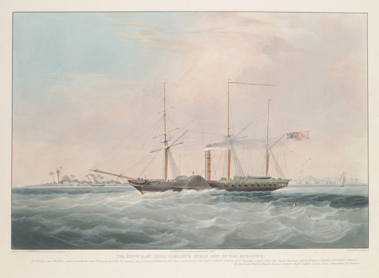 A Kelet-indiai Társaság gőzhajója, a "Berenice". alkotó: William John Huggins