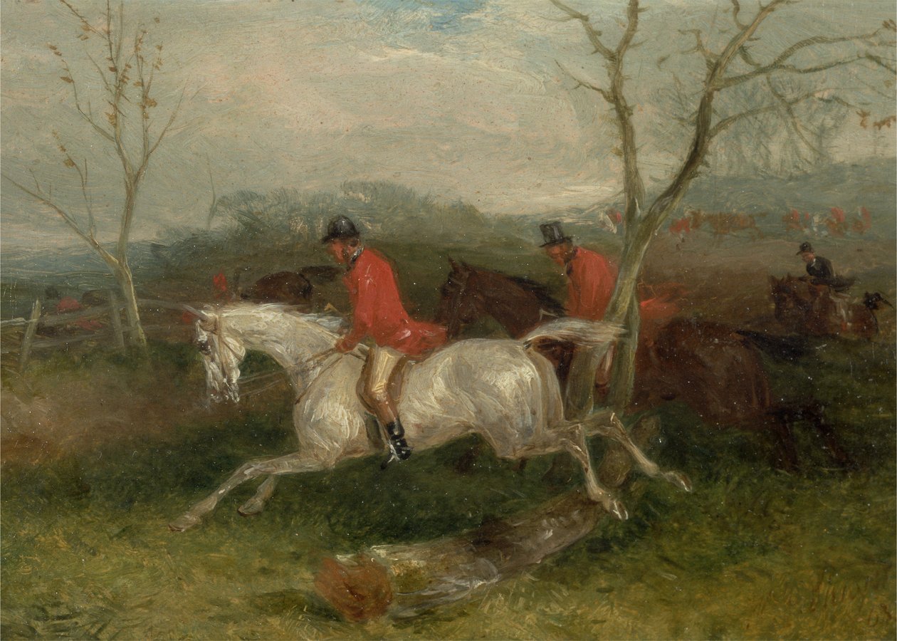 Foxhunting: Coming to a Fence (Full Cry) (olaj, malomdeszka) alkotó: William Joseph Shayer