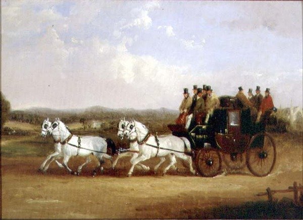 The Brighton Coach on the Open Road (olaj, vászon) alkotó: William Joseph Shayer