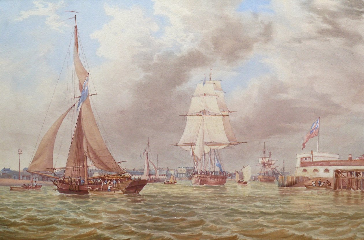 Hajózás a portsmouthi kikötő bejáratánál alkotó: William Joy