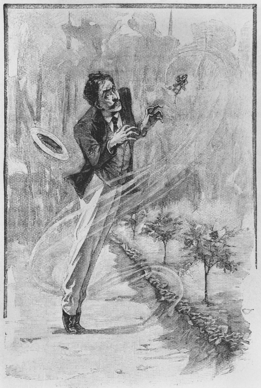 A narrátor, Guy de Maupassant (1850-93) „Le Horla” című művéből készült illusztráció, Georges Lemoine, Párizs, Albin Michel kiadása, 1910 körül (fametszet) alkotó: William Julian Damazy