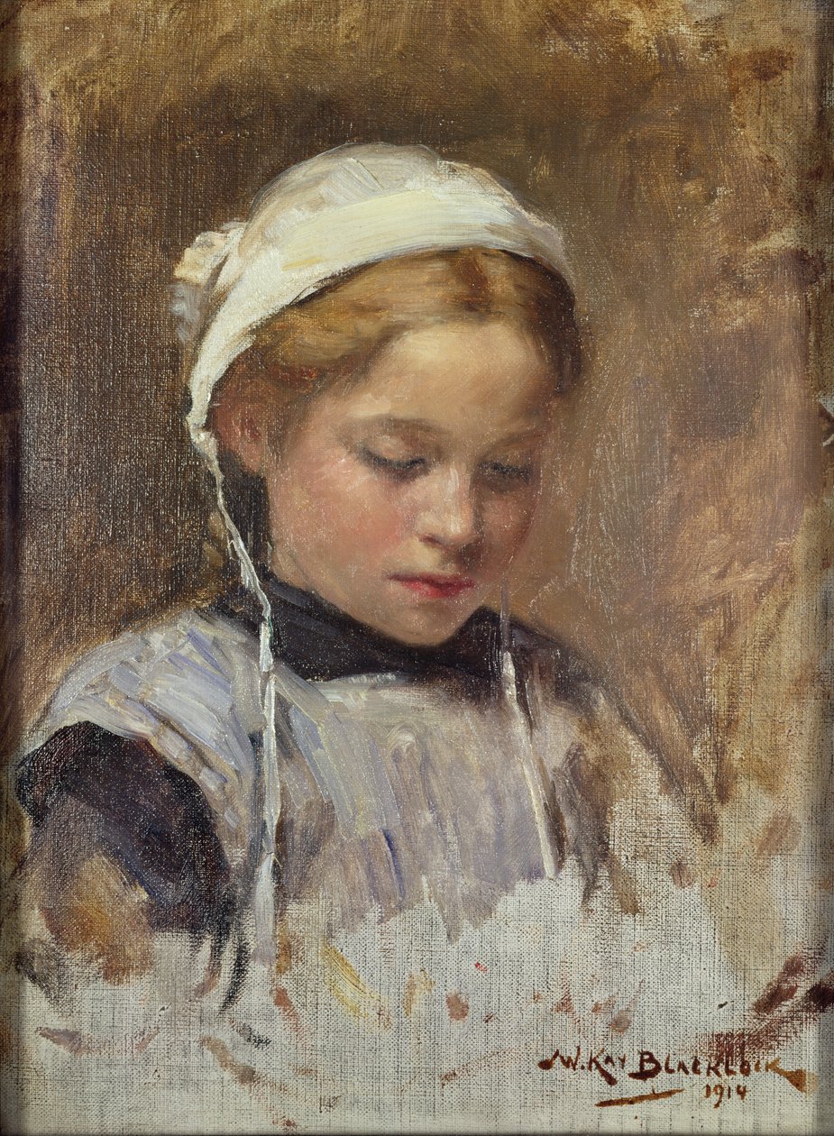 Fiatal lány kék pinafore-ban, 1914 alkotó: William Kay Blacklock