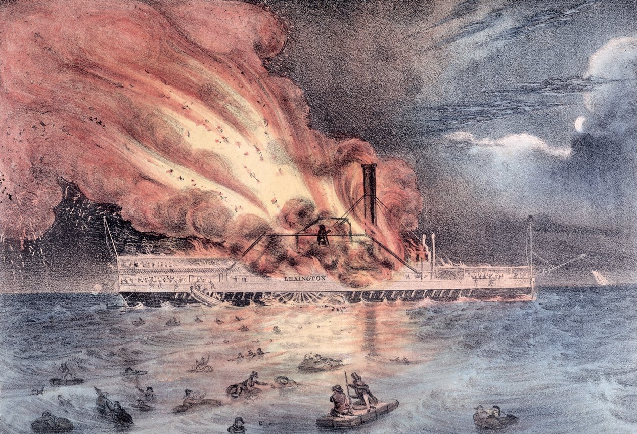 A Lexington gőzhajó kigyulladása Long Island Soundon, 1840. január 13. alkotó: William Keesey Hewitt