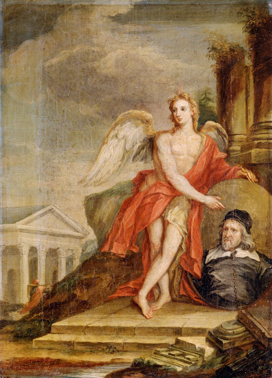 "Az építészet géniusza Inigo Jones portréjával" 18. század alkotó: William Kent