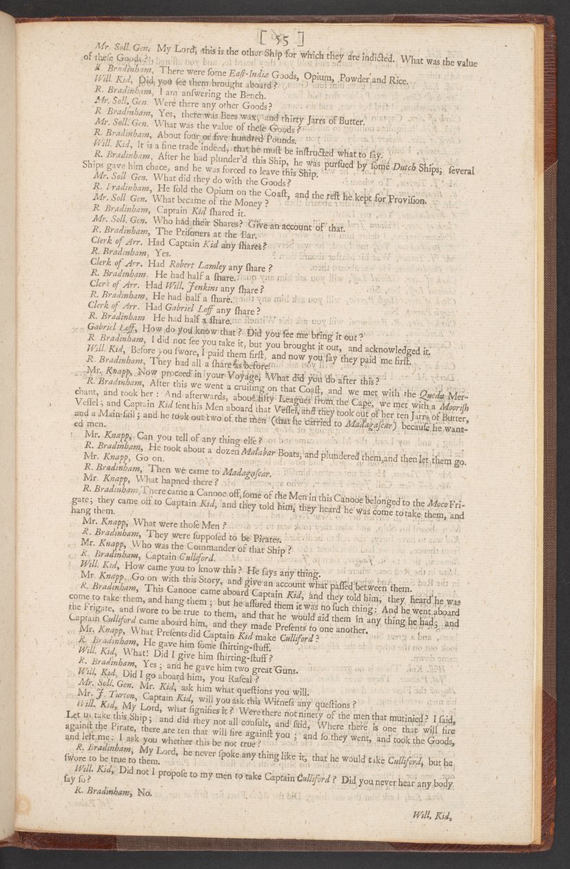 William Kidd kapitány vád alá helyezése, bíróság elé állítása és elítélése gyilkosság és kalózkodás miatt. alkotó: William Kidd