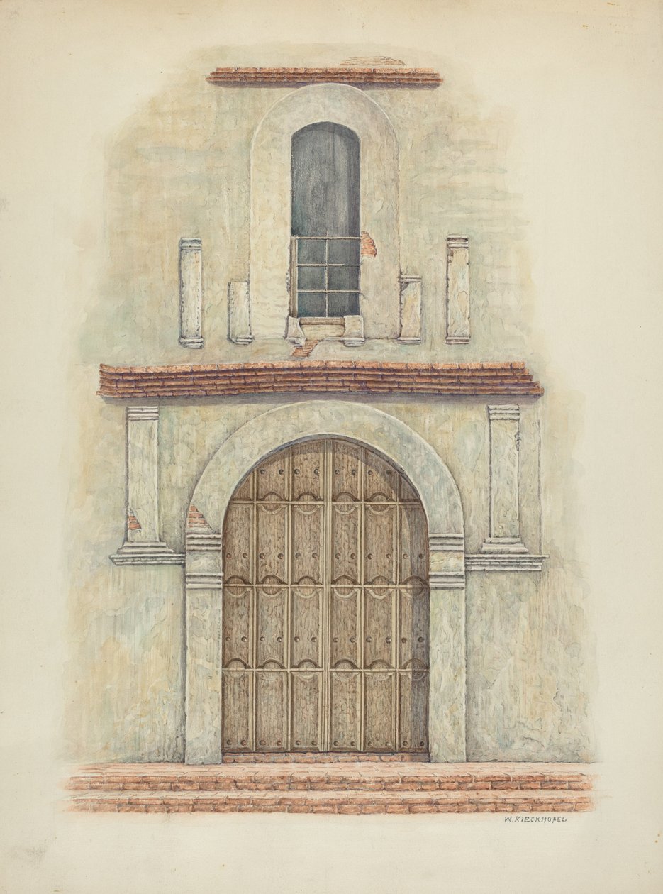 Arched Doorway Mission San Diego, c. 1942. alkotó: William Kieckhofel