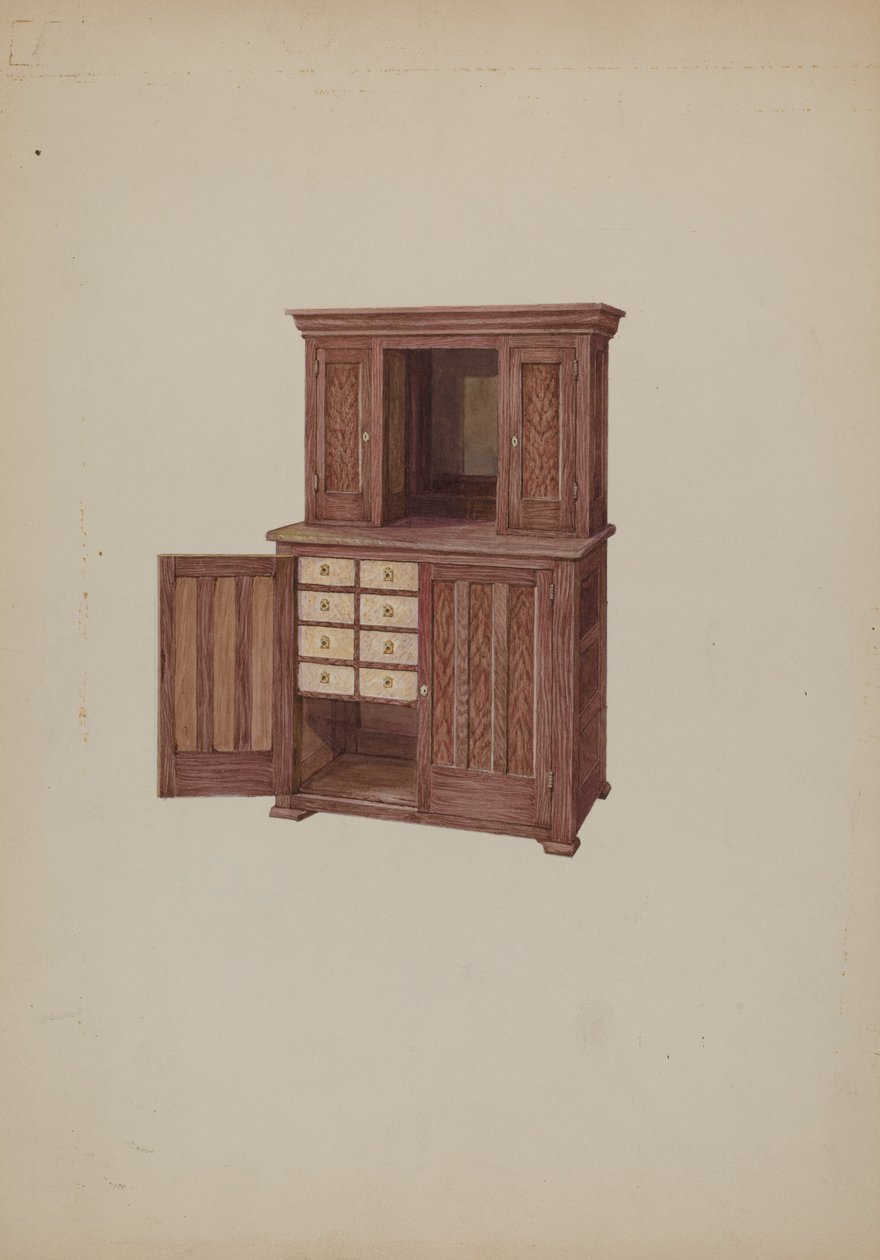 Szekrény, elefántcsont kulcslyukakkal, c. 1937. alkotó: William Kieckhofel