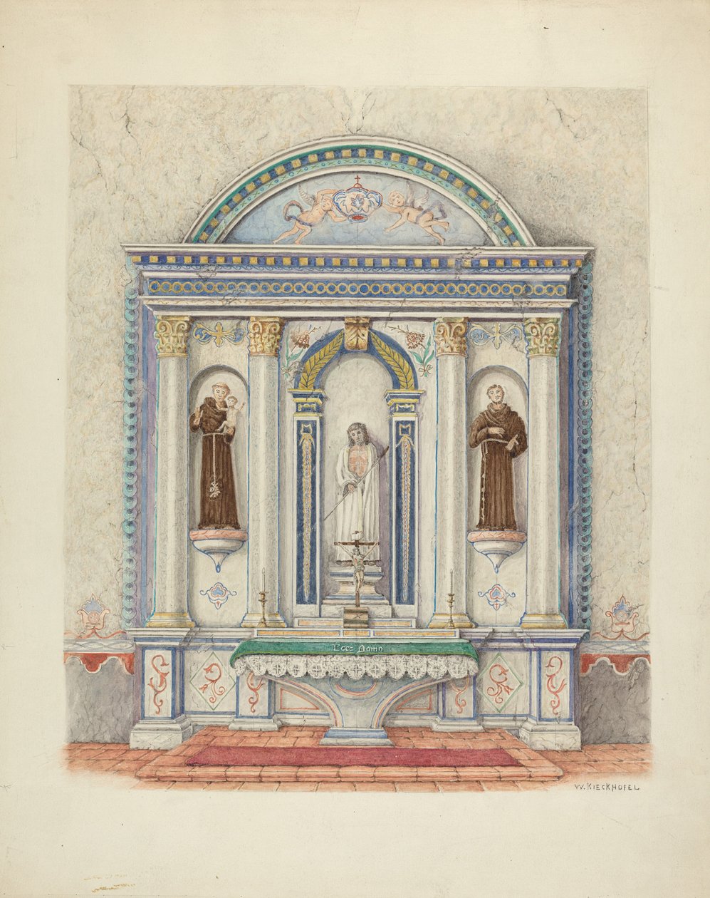 Mellékoltár, San Luis Rey Misszió, 1941. alkotó: William Kieckhofel