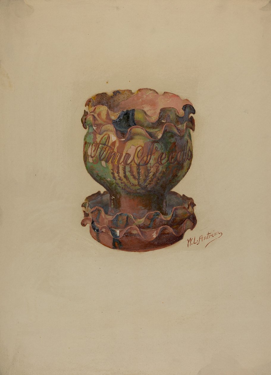 Pa. Német virágcserép és tálca, c. 1936. alkotó: William L Antrim