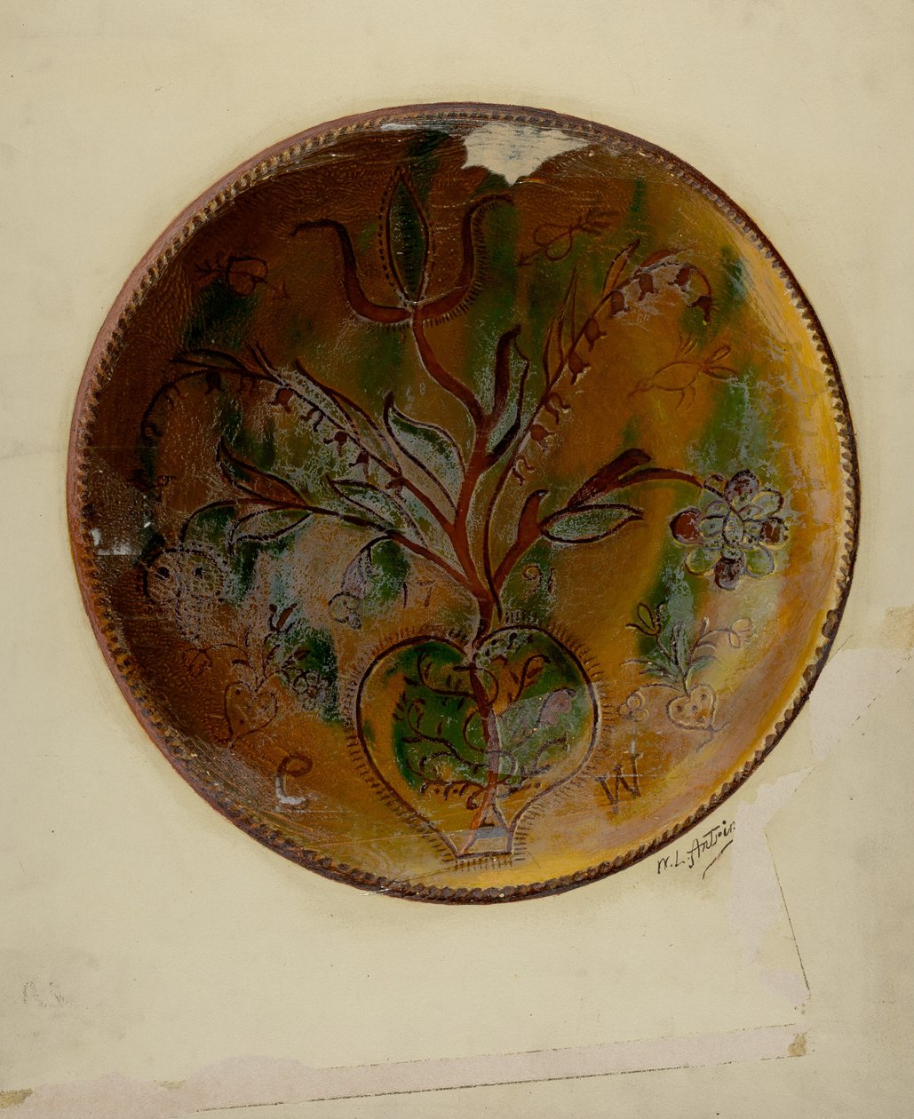 Pa. német pitetál, c. 1938. alkotó: William L Antrim