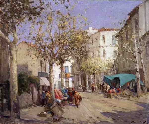 Frejus piac, Dél-Franciaország (olaj, vászon) alkotó: William Lee Hankey