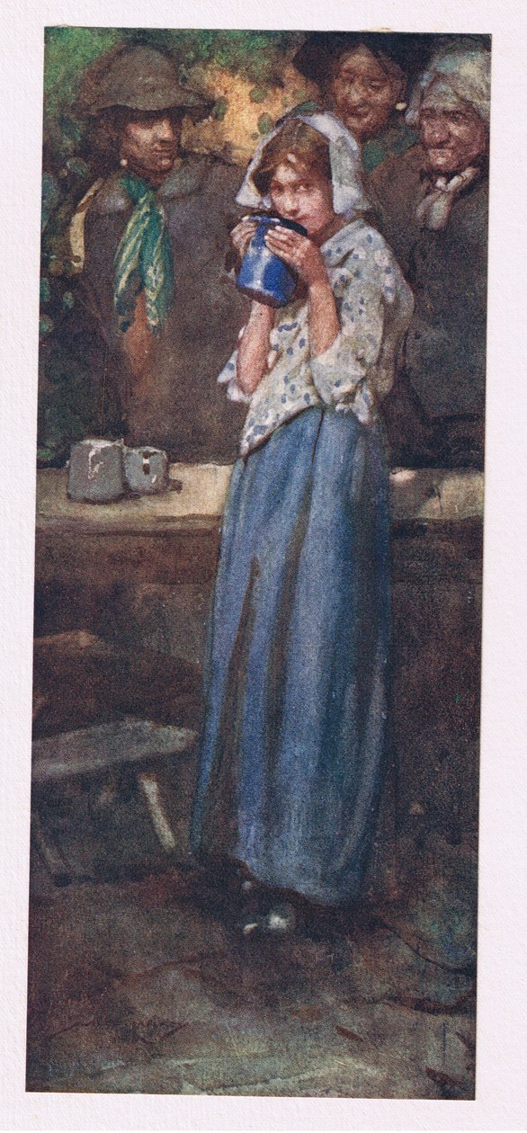 A cserfes szobalány sem csókolja meg a csészét, aki félig akarja, hogy megnyomják, hogy pihenjen (színes litho) alkotó: William Lee Hankey