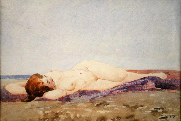 Fekvő akt (akvarell papíron) alkotó: William Lee Hankey
